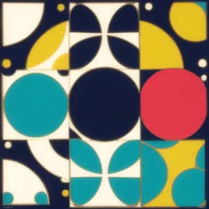 Black and yellow round graphic design icons.