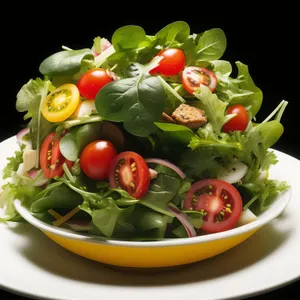 Fresh Vegetable Salad with Cherry Tomatoes and Basil