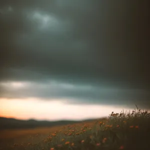 Golden Horizon: Vibrant Sunset Sky with Radiant Sun
