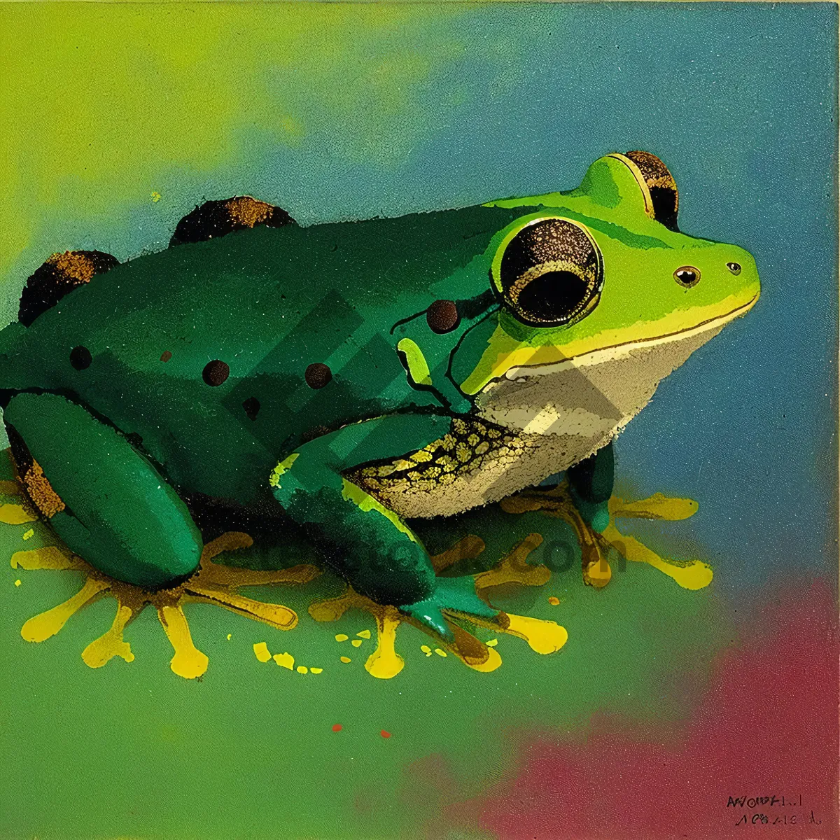 Picture of Vibrant Orange Eyed Tree Frog in Abstraction