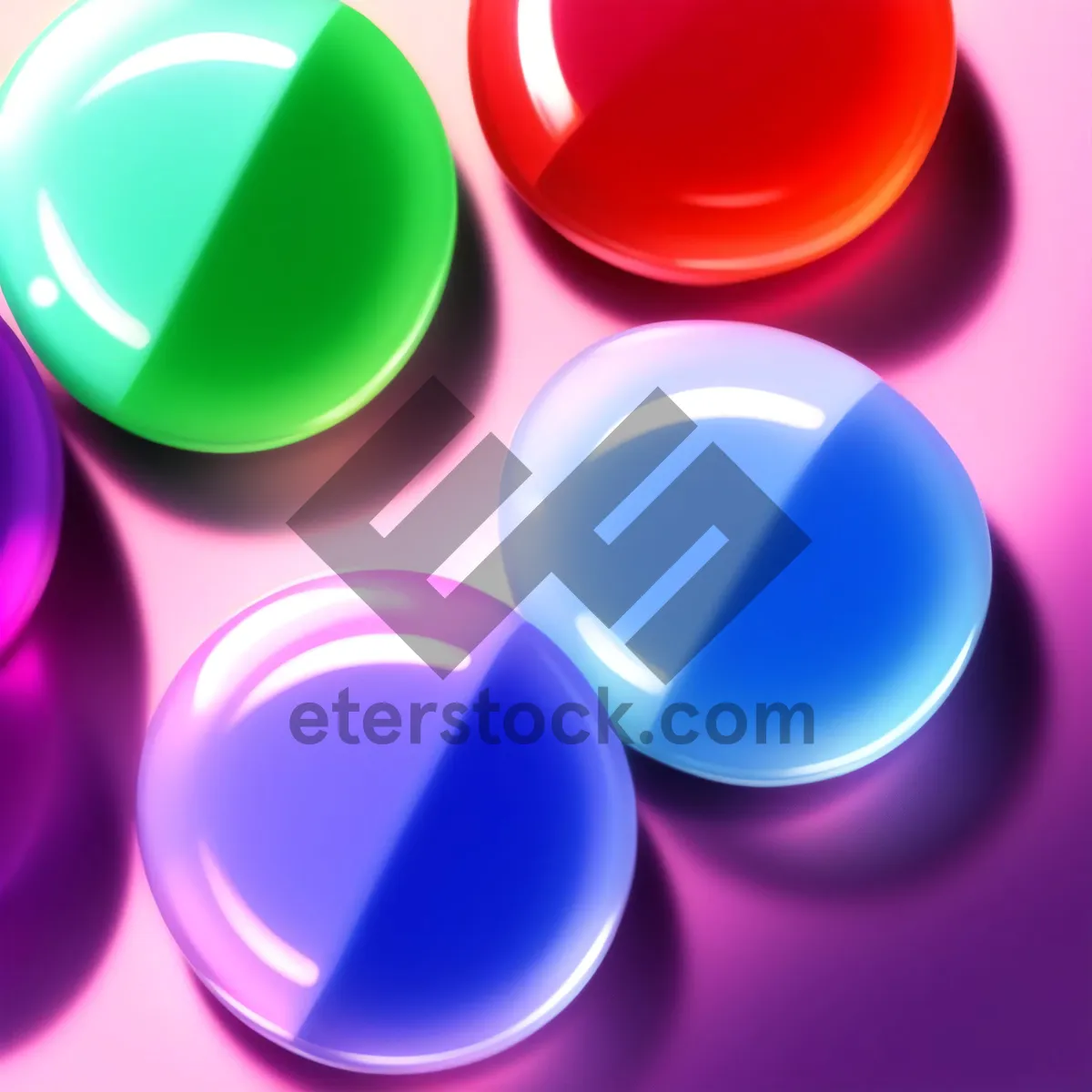Picture of Colorful Glass Button Set with Reflections