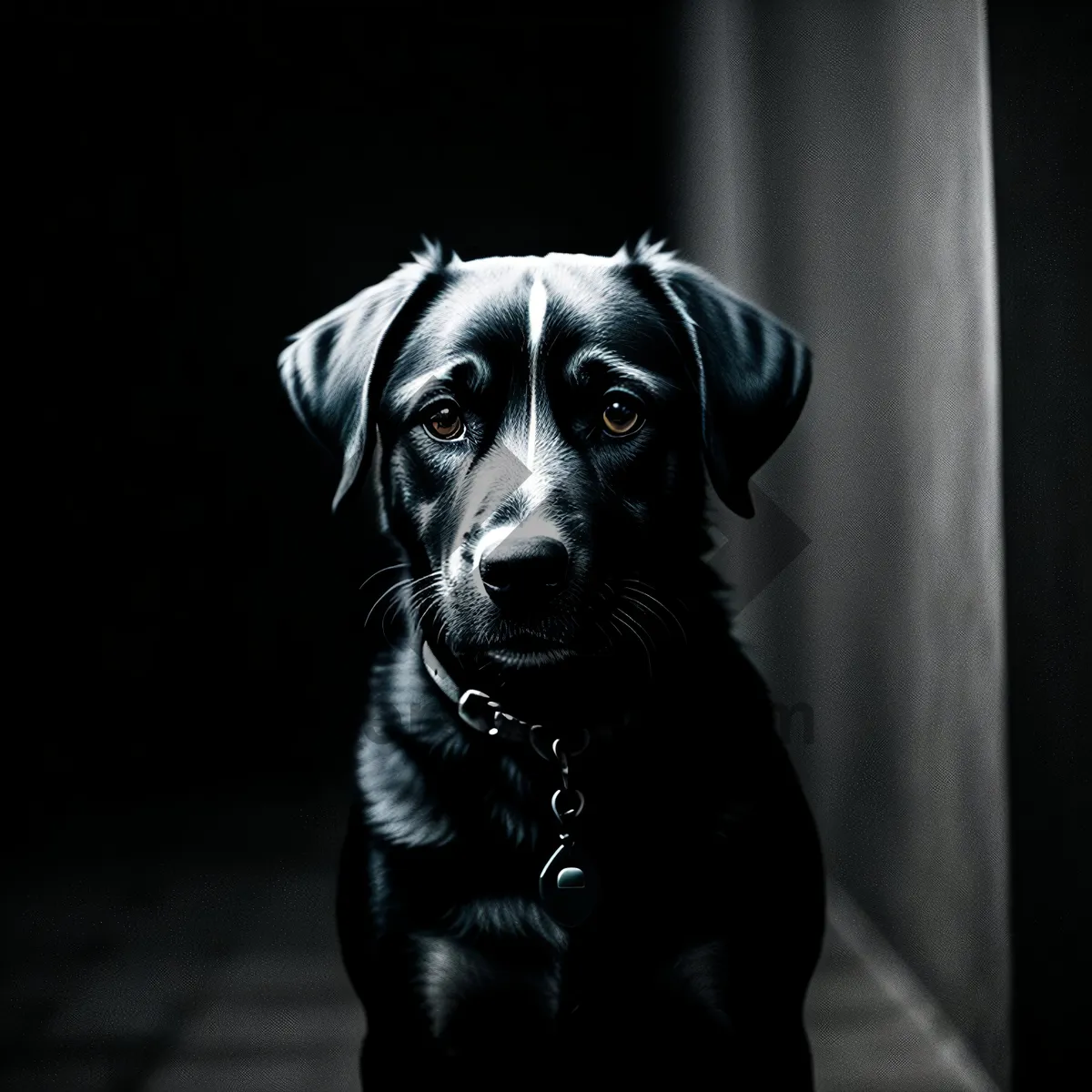 Picture of Adorable Black Purebred Canine Portrait