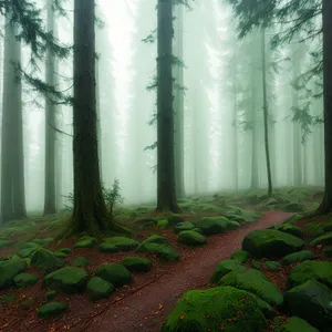 Serene Forest Pathway amidst Sunlit Foliage