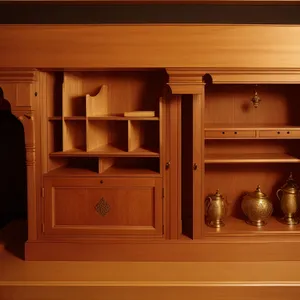 Modern Wooden China Cabinet in Luxury Kitchen