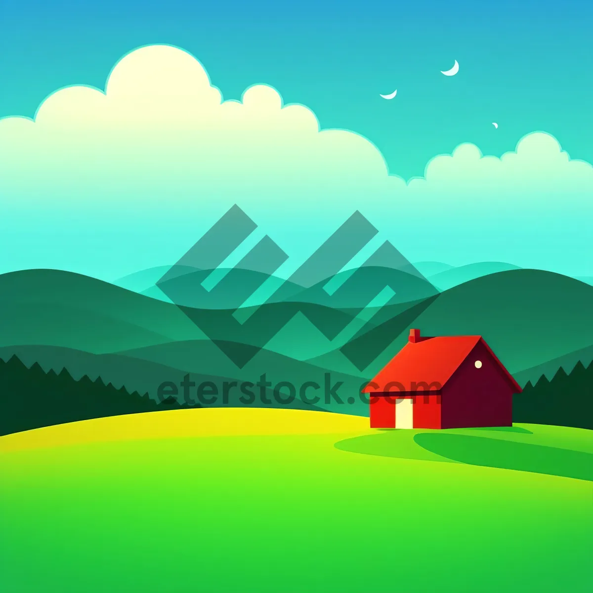 Picture of Bucolic Summer Landscape with Tree and Hovel