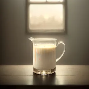 Hot morning coffee in a ceramic mug