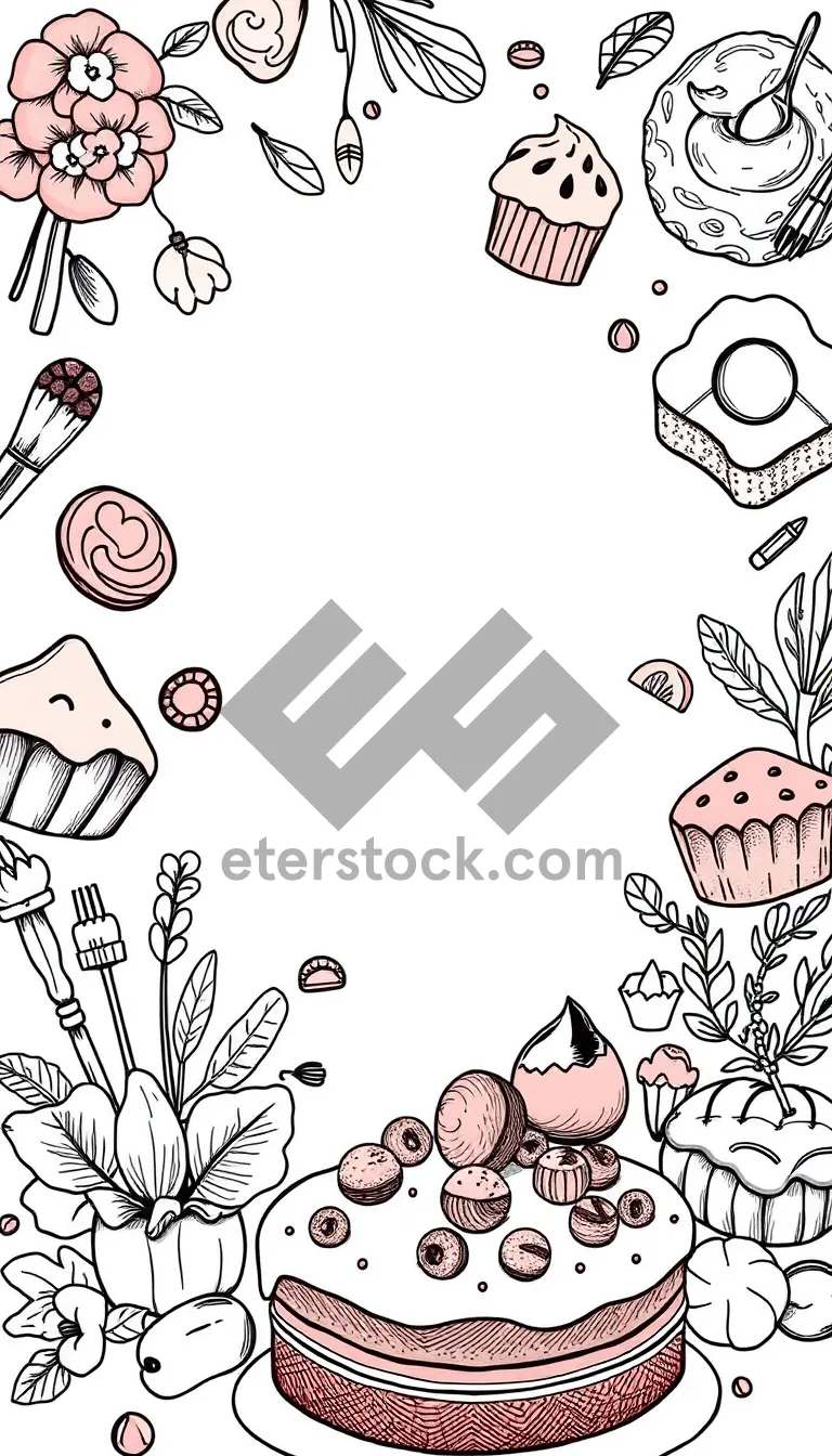 Picture of Floral Design Graphic Set with Pattern Elements