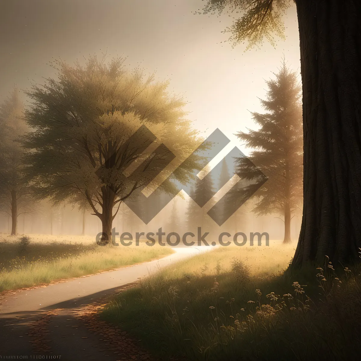 Picture of Autumn Reflections: Tree-Lined Road Mirror