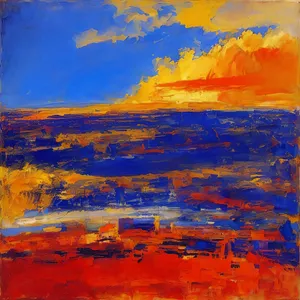 Vivid Sunset Reflections: Acrylic and Watercolor Textured Colors