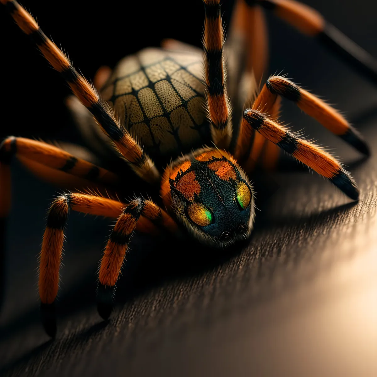 Picture of Black and Gold Garden Spider Close-Up: Majestic Arachnid Beauty