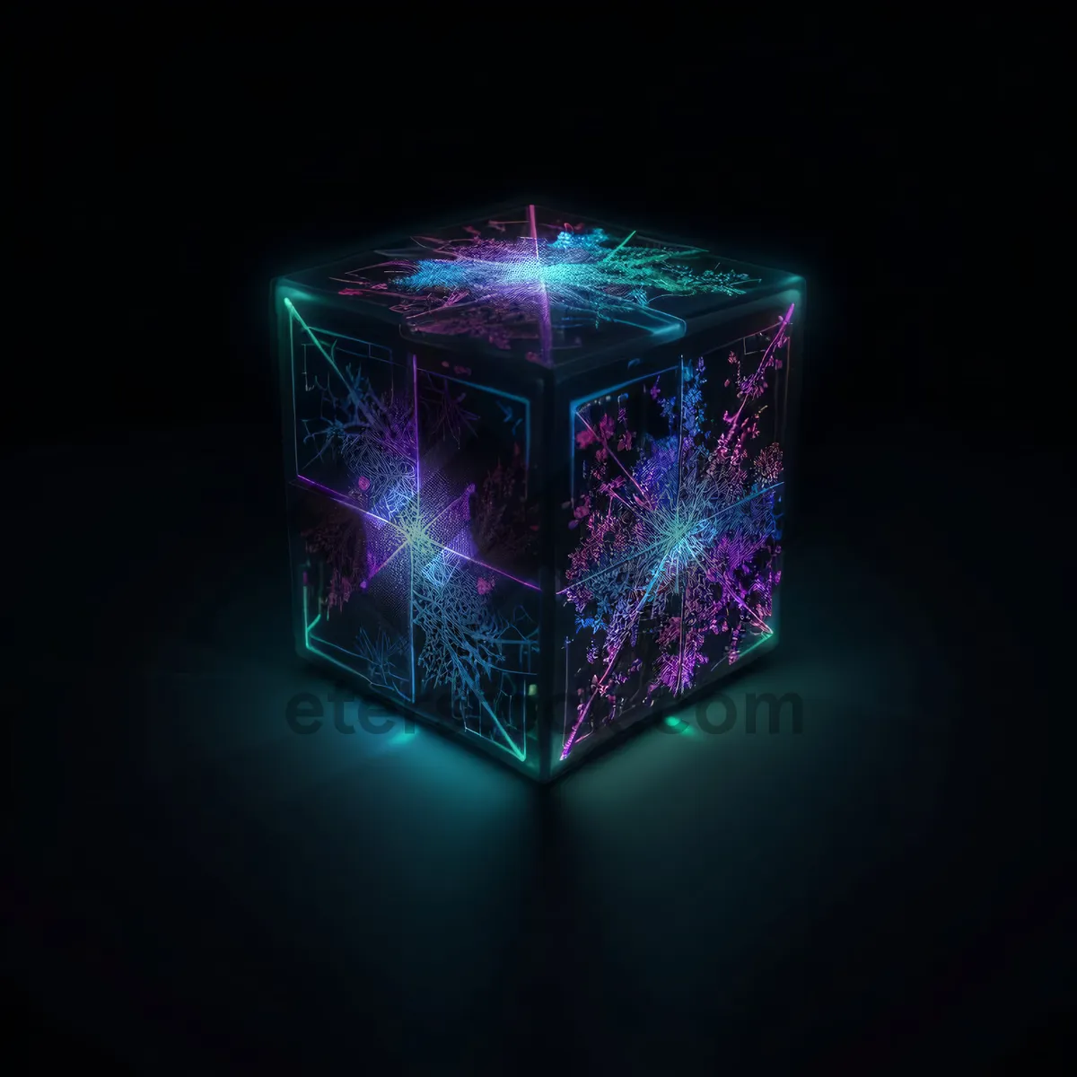 Picture of Black fractal design with light and color