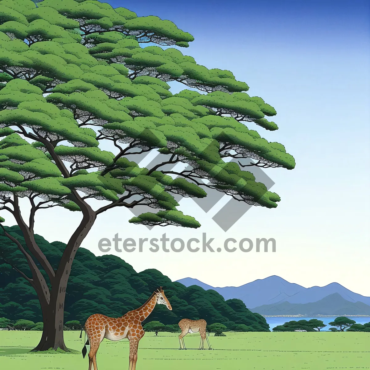 Picture of Serene Summer Landscape with Lush Trees and Fields