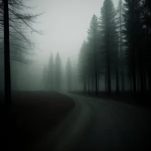 Misty Autumn Pathway through Enchanted Forest.