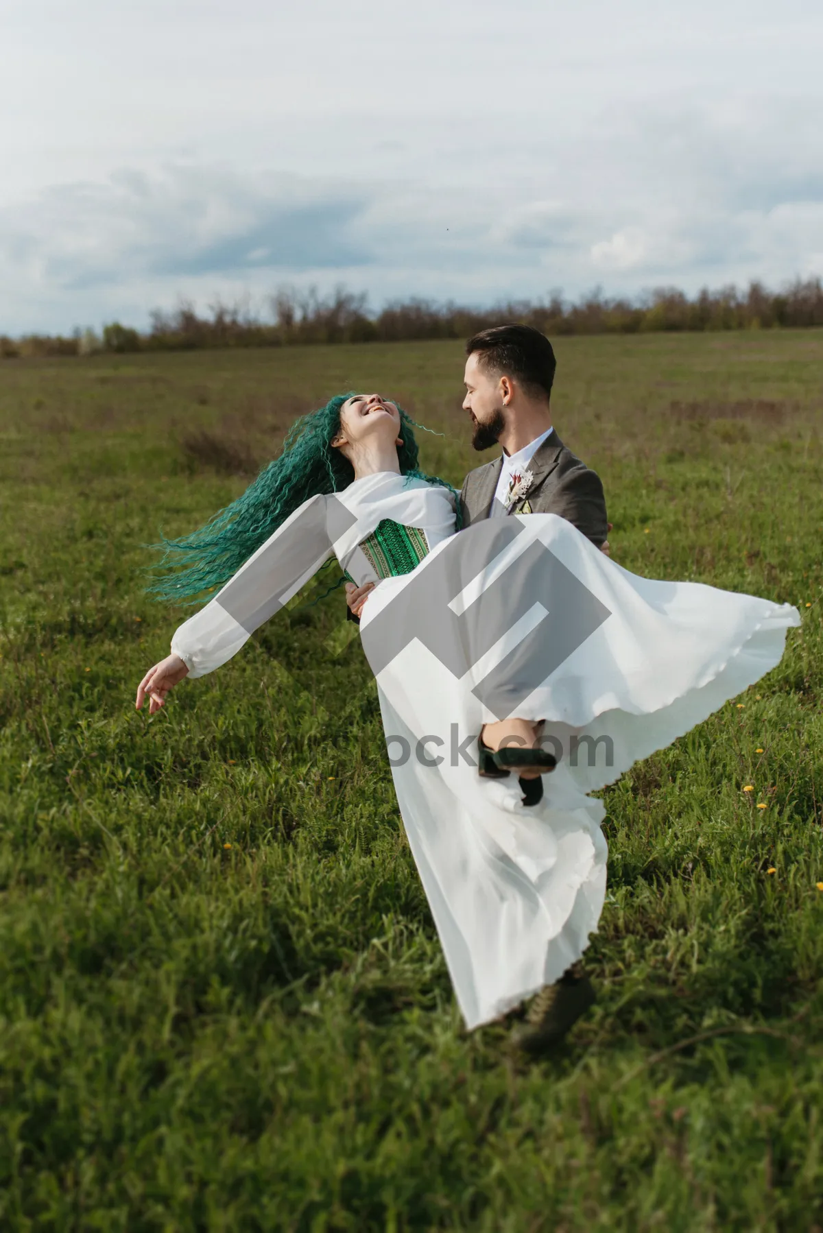 Picture of Happy man and woman in the park.