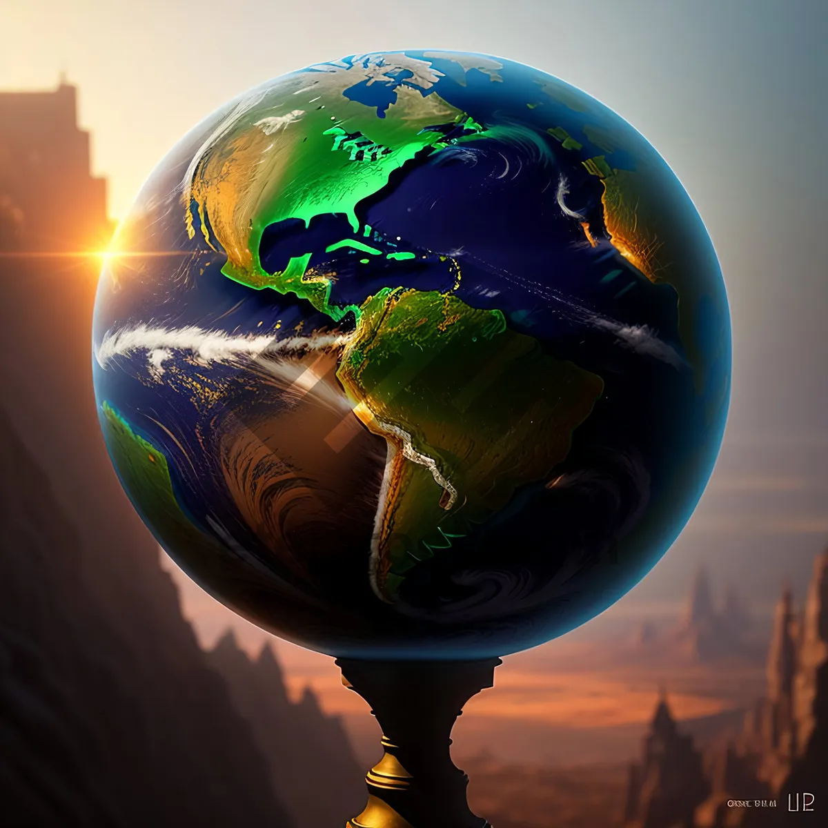 Picture of Globe in Wineglass: A 3D Planet in Perspective