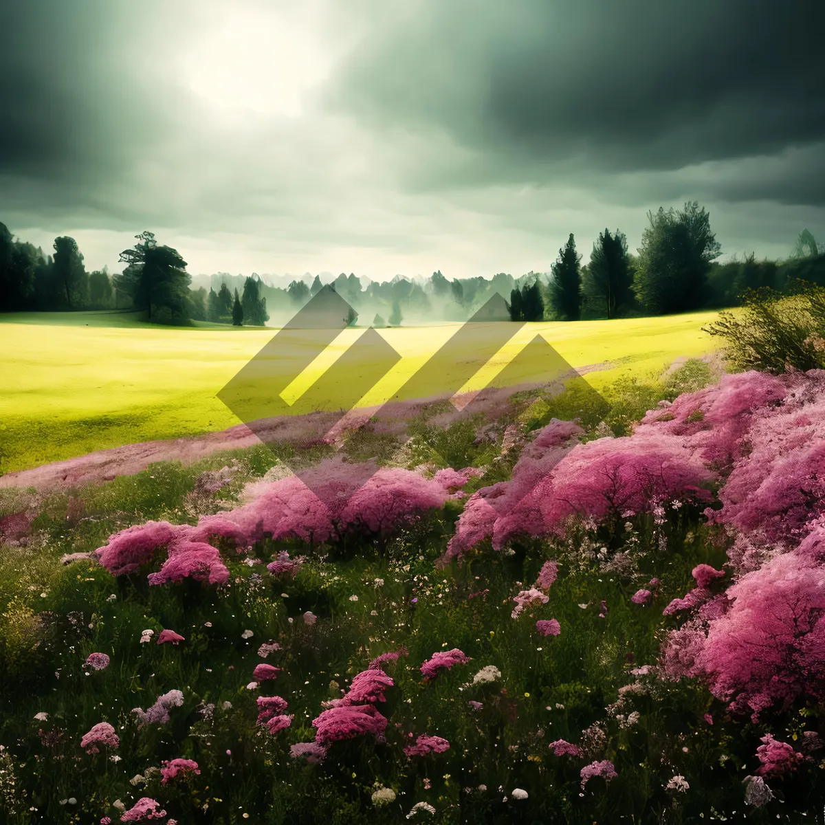 Picture of Colorful Rhododendron Blooming in Summer Garden