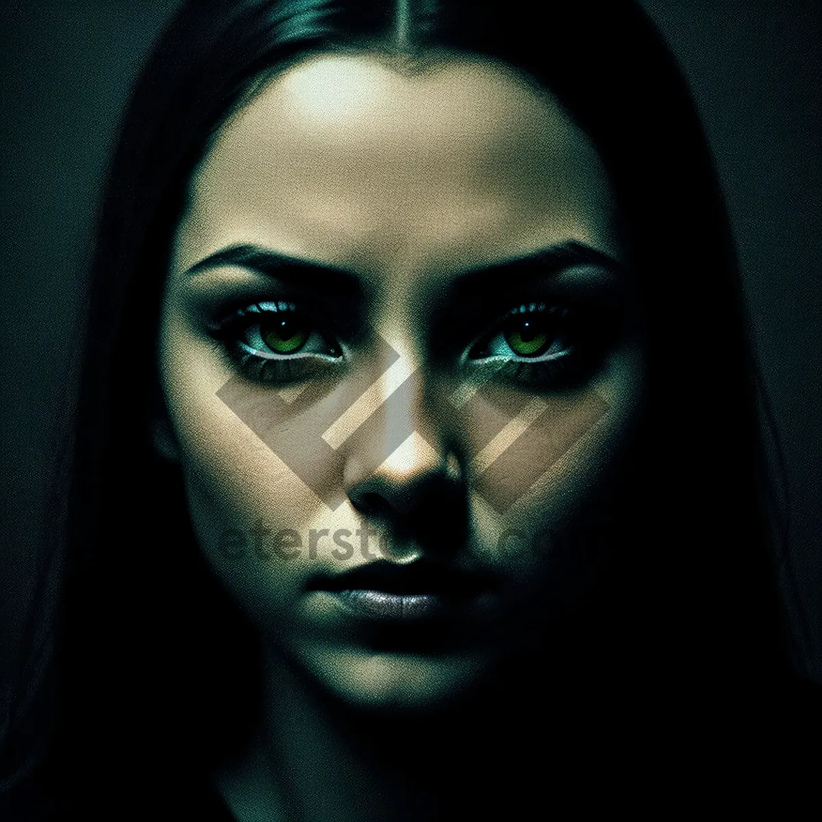 Picture of Dark-haired beauty with alluring gaze and stylish look.