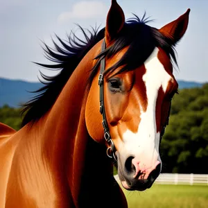 Stunning Brown Stallion in Meadow