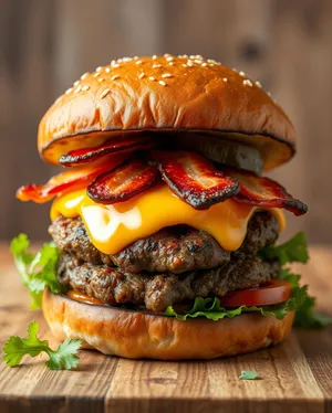 Grilled Cheeseburger with Lettuce and Tomato