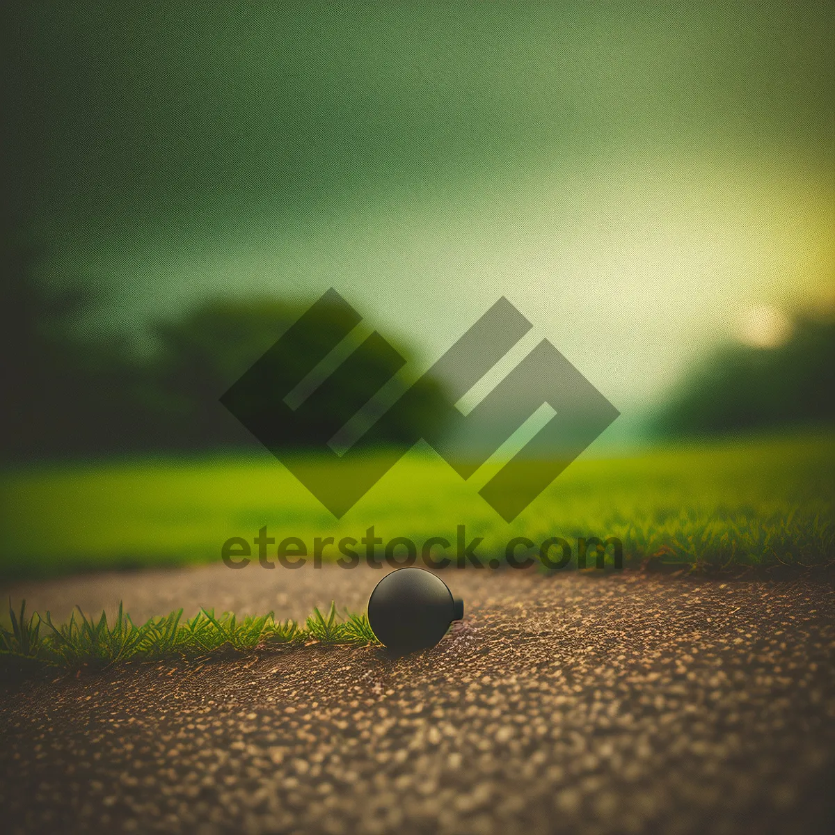 Picture of Green Golf Ball on Grass