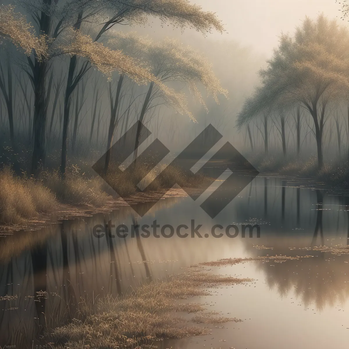 Picture of Serene Sunset Over Misty River