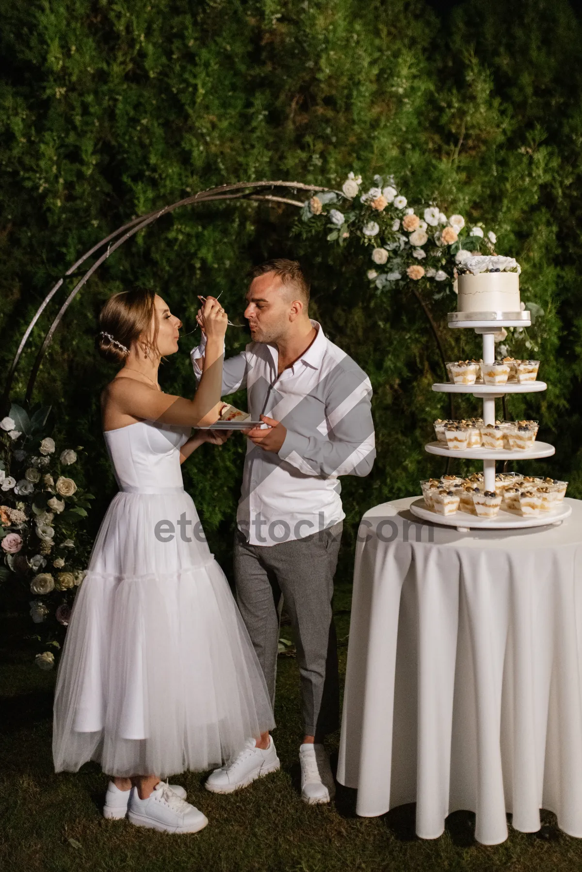 Picture of Happy bride and groom at their wedding ceremony