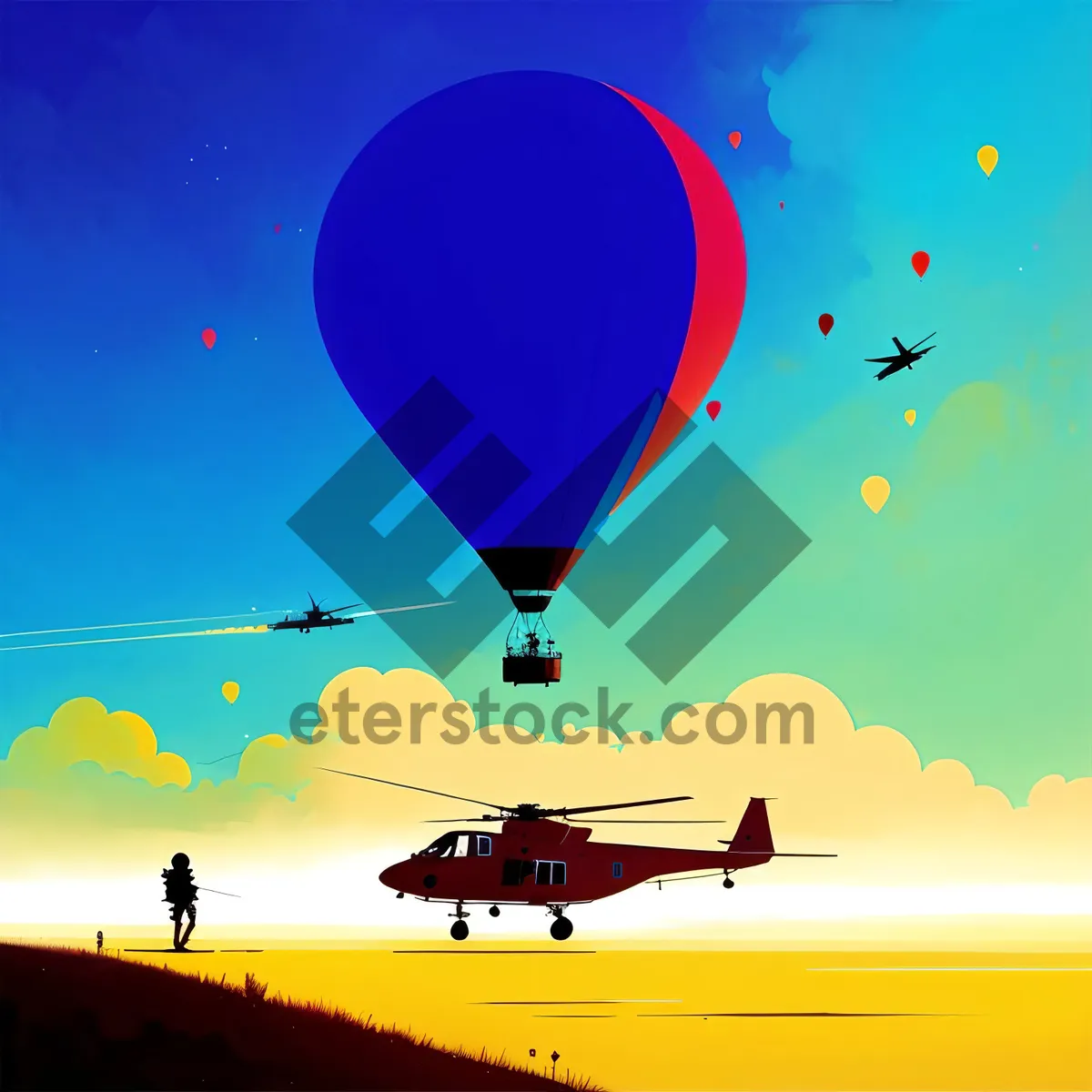 Picture of Colorful Hot Air Balloon Soaring in the Sky