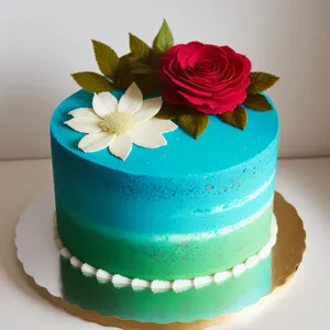 Delicious Cream Cake with Chocolate Flowers and Icing