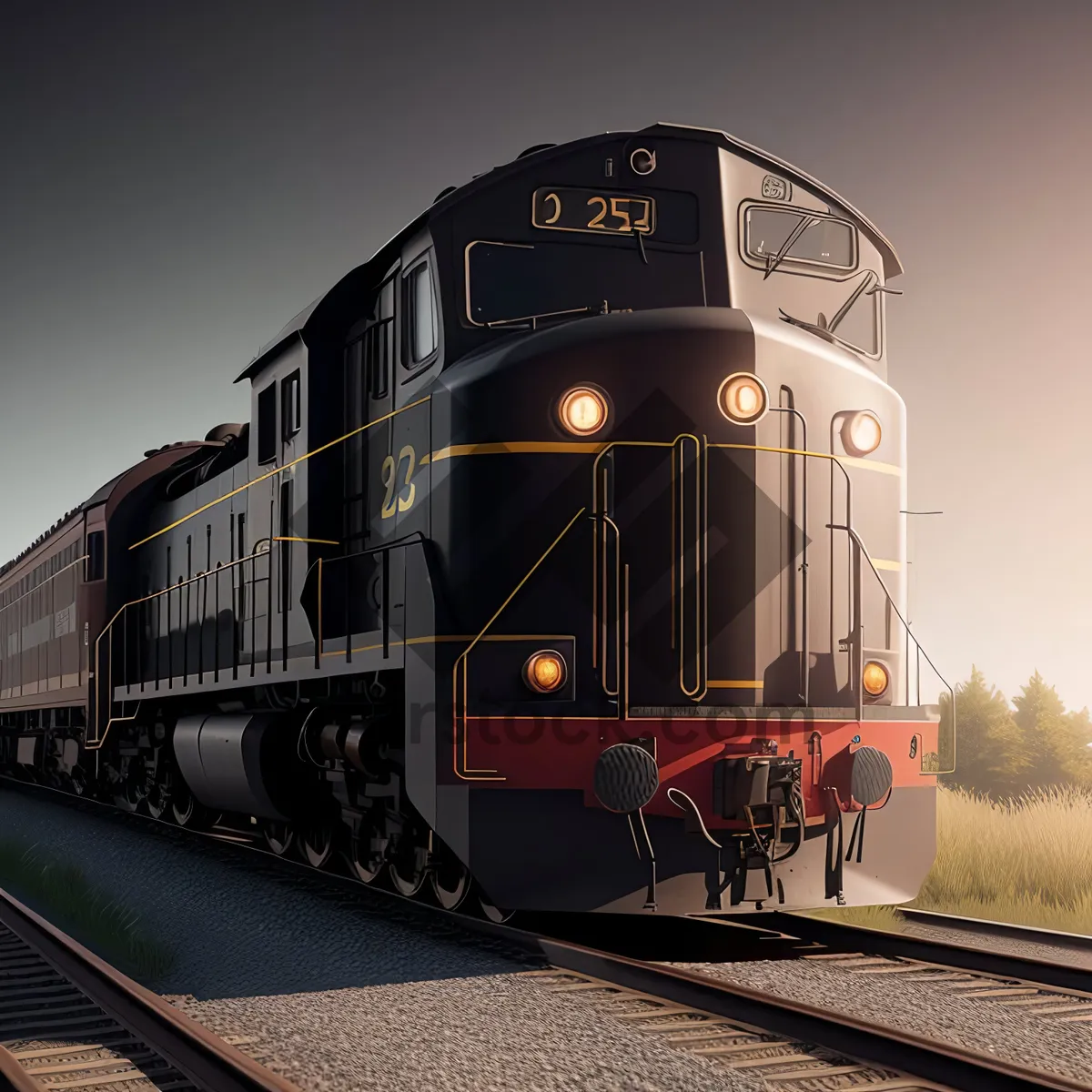 Picture of Vintage Train on Railroad Tracks