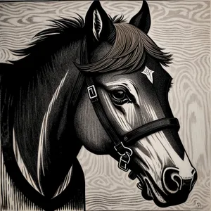 Brown Stallion in Grass: Majestic Equine Portrait