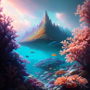 Colorful Underwater Coral Reef Teeming with Marine Life