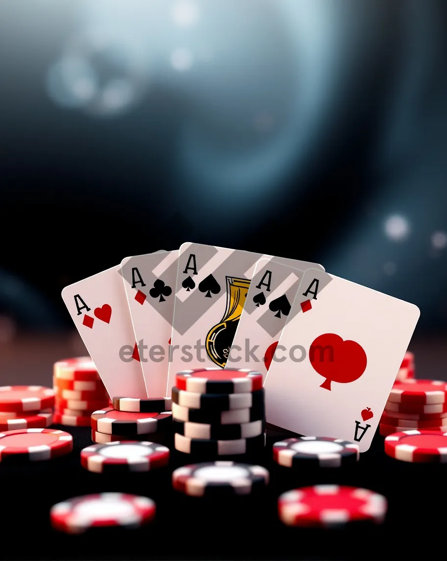 Picture of Gambling chip on casino card game table