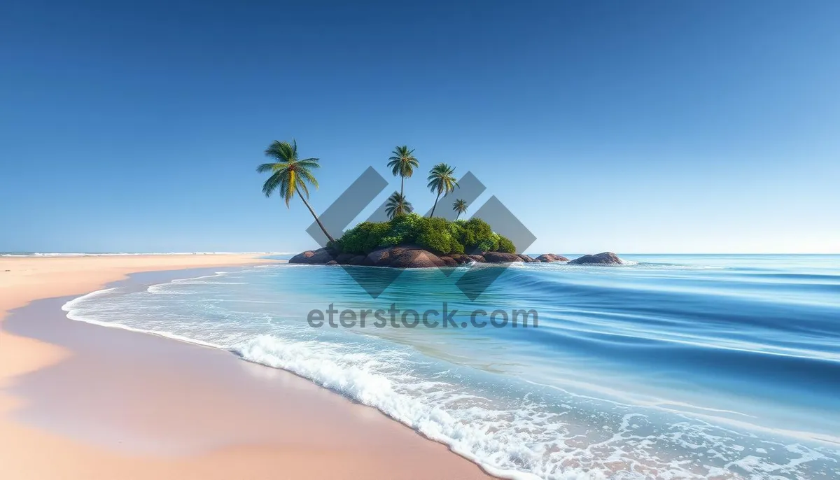 Picture of Turquoise waters and palm trees on tropical island