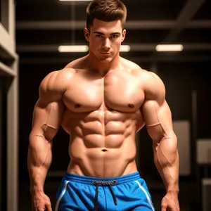 Ripped and Chiseled: Fitness Model Flexing Muscles