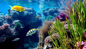 Colorful Tropical Fish Swimming in Bright Sunlight Underwater