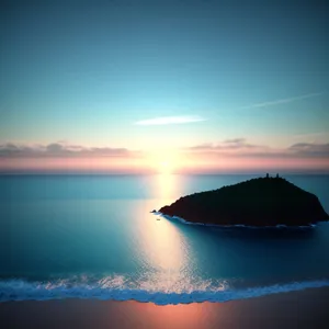 Serenity at Sunset: Tranquil Ocean Horizon