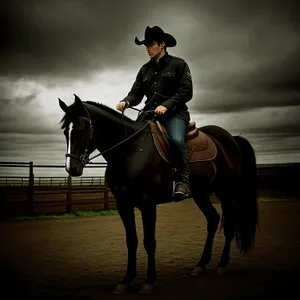 Equestrian Teacher Guiding a Student on Horseback