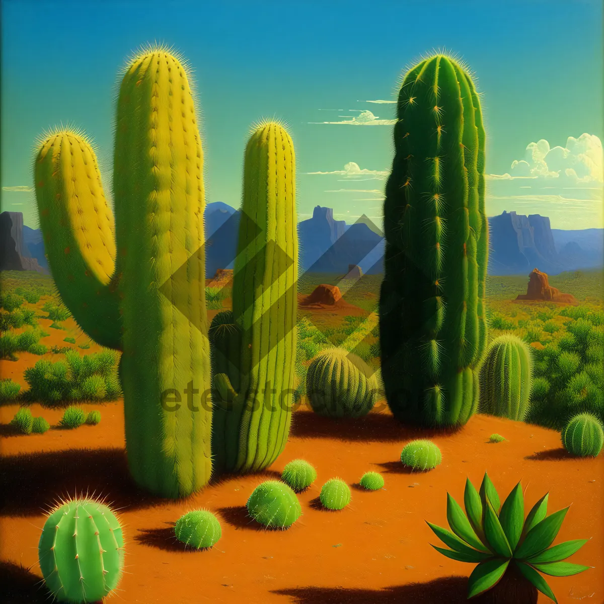 Picture of Saguaro cactus in desert landscape