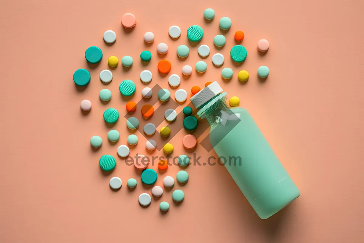 Picture of Colorful prescription drug icon in graphic design.