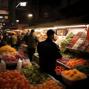 Organic Fresh Fruits and Vegetables at Supermarket Stall