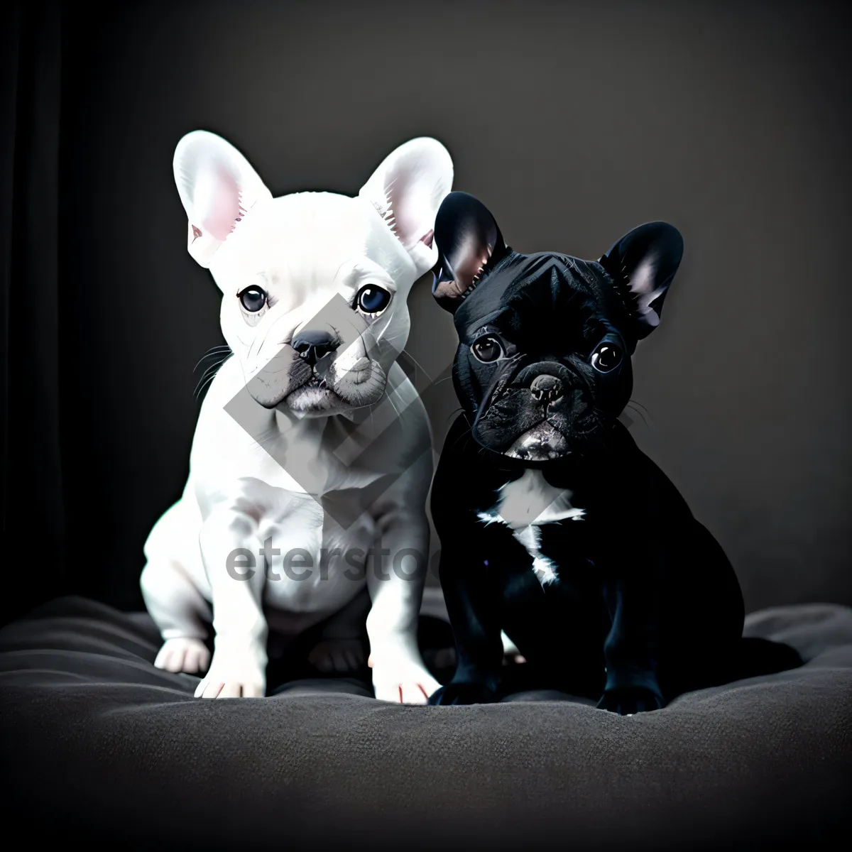 Picture of Cute Black Bulldog Puppy Portrait