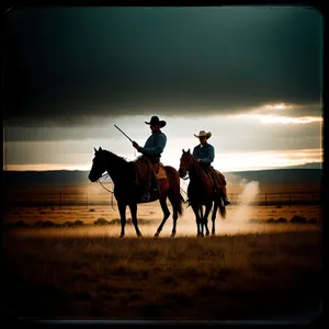 Serenity on the Horizon: Cowboy Silhouetted at Sunset