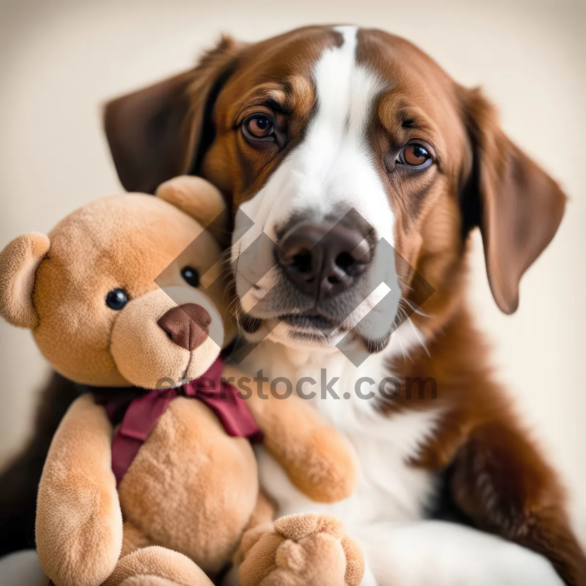 Picture of Adorable brown bull puppy in studio portrait.