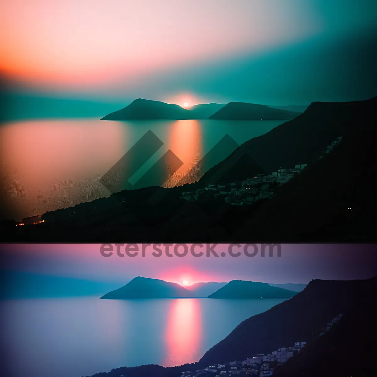 Picture of Vibrant Sunset Casting Heavenly Glow over Horizon