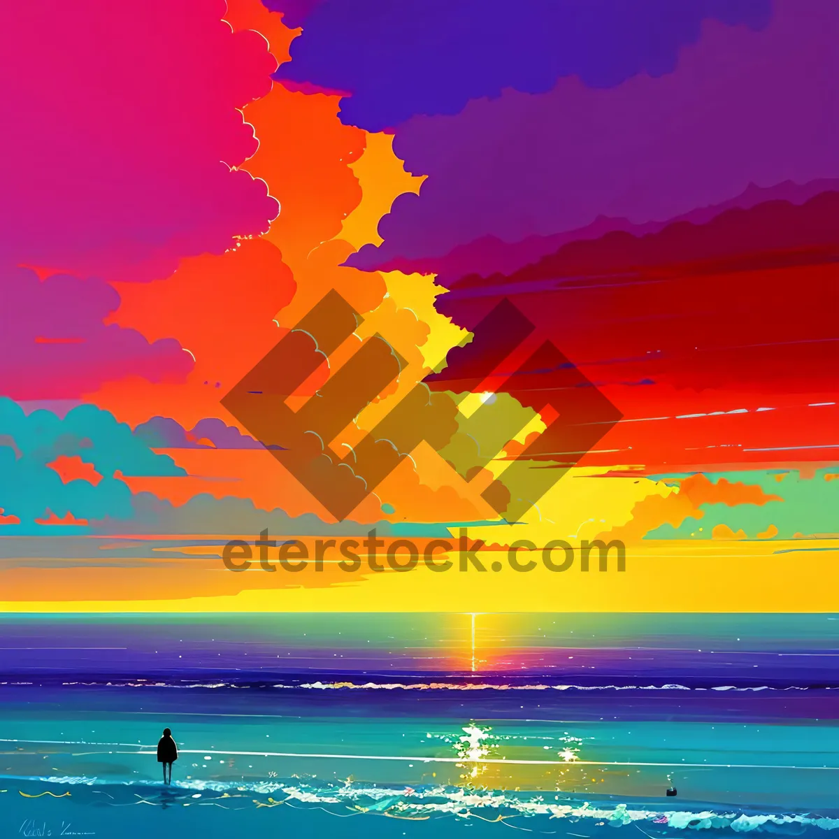 Picture of Idyllic Tropical Sunset Beach Landscape