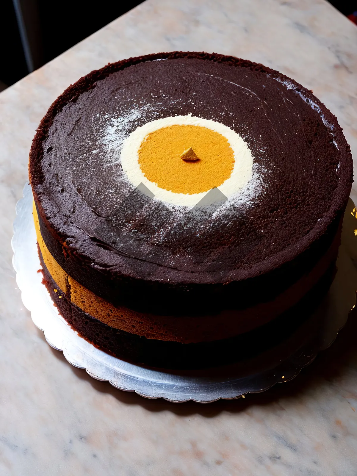 Picture of Delicious Chocolate Cake on a Plate"
or
"Scrumptious Breakfast Dessert with Dutch Oven