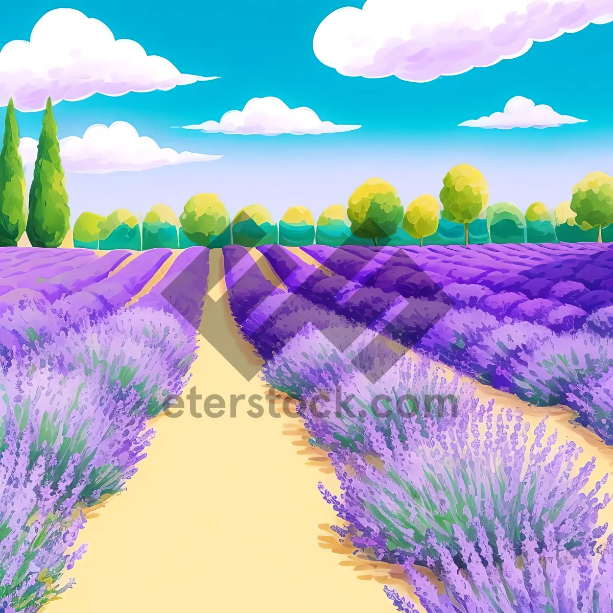 Picture of Vibrant Lilac Blooms in Colorful Flora Design