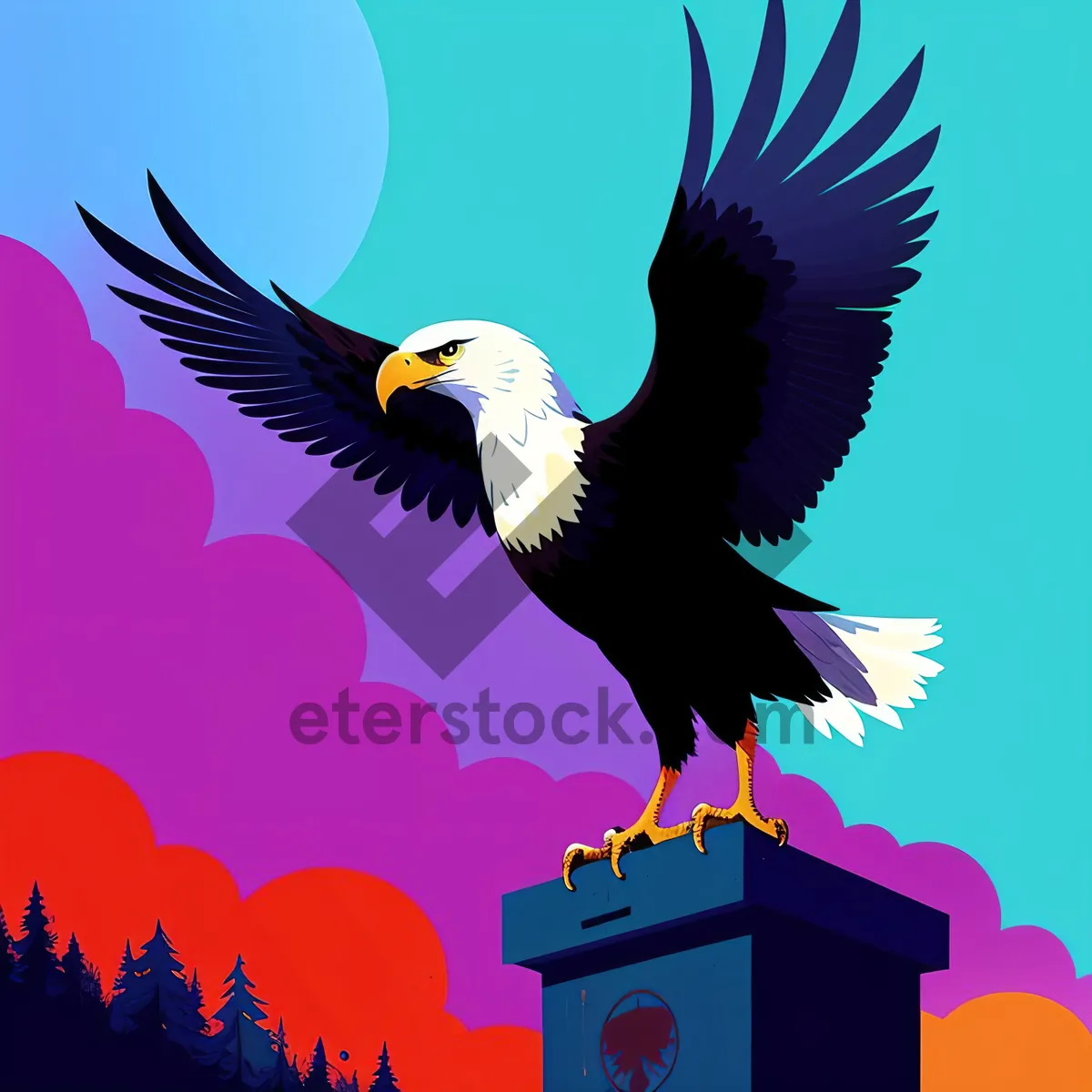 Picture of Bald Eagle Soaring Majestically Through the Sky