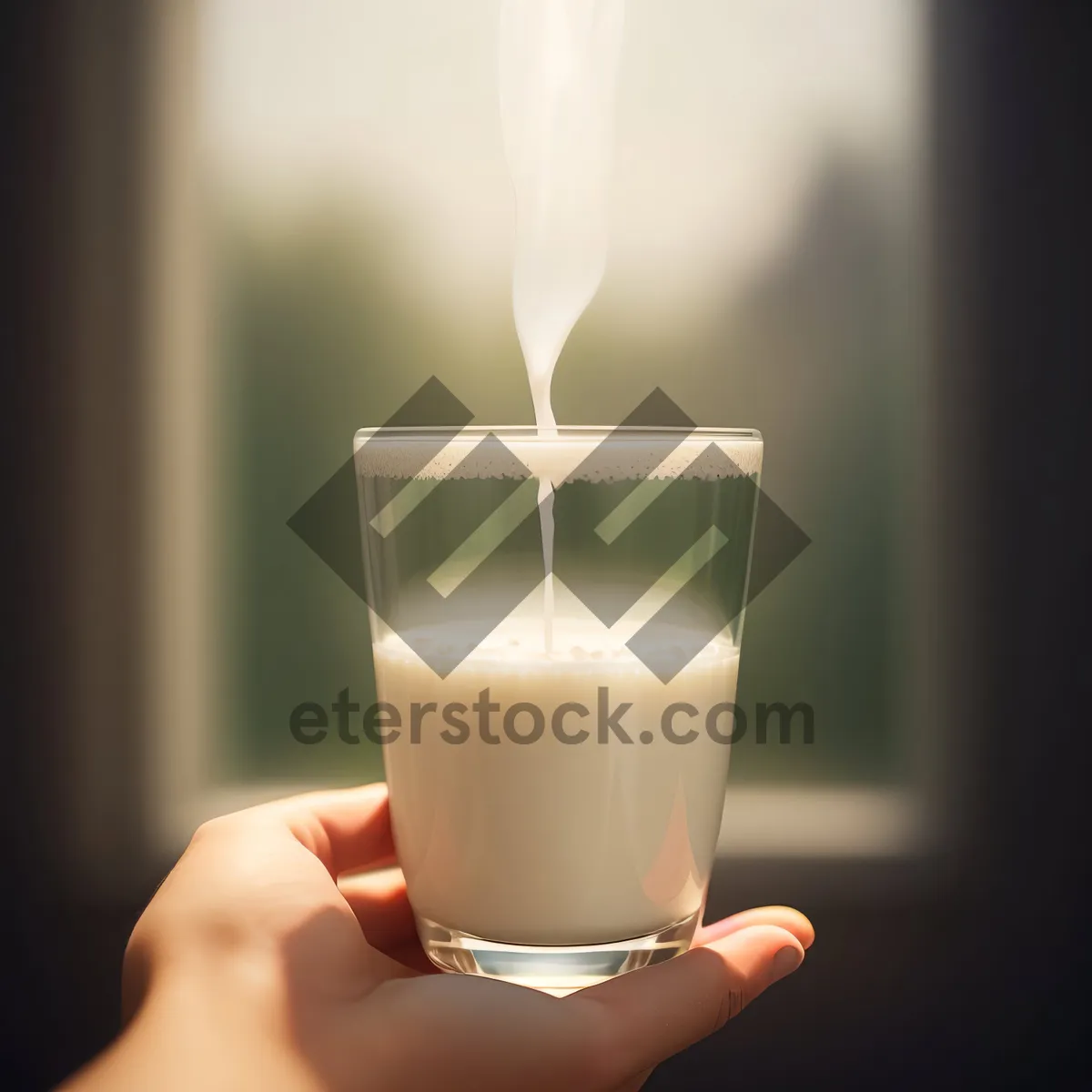 Picture of Refreshing Milk and Wine Eggnog in Glass Cup