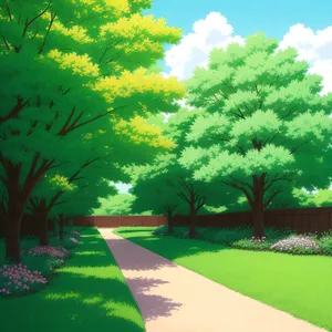 Idyllic Golf Course with Green Landscape and Blue Sky